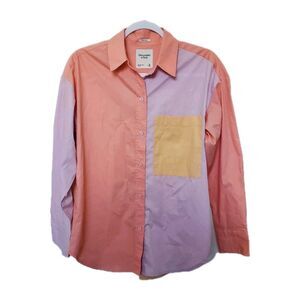 Abercrombie & Fitch Shirt XS Poplin Oversized Pastel Button Up Colorblock Spring